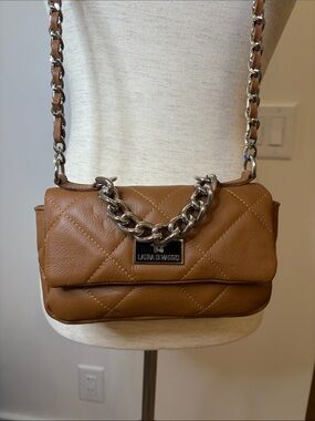 Laura Di Maggio Quilted Leather Tan Chain Crossbody Bag